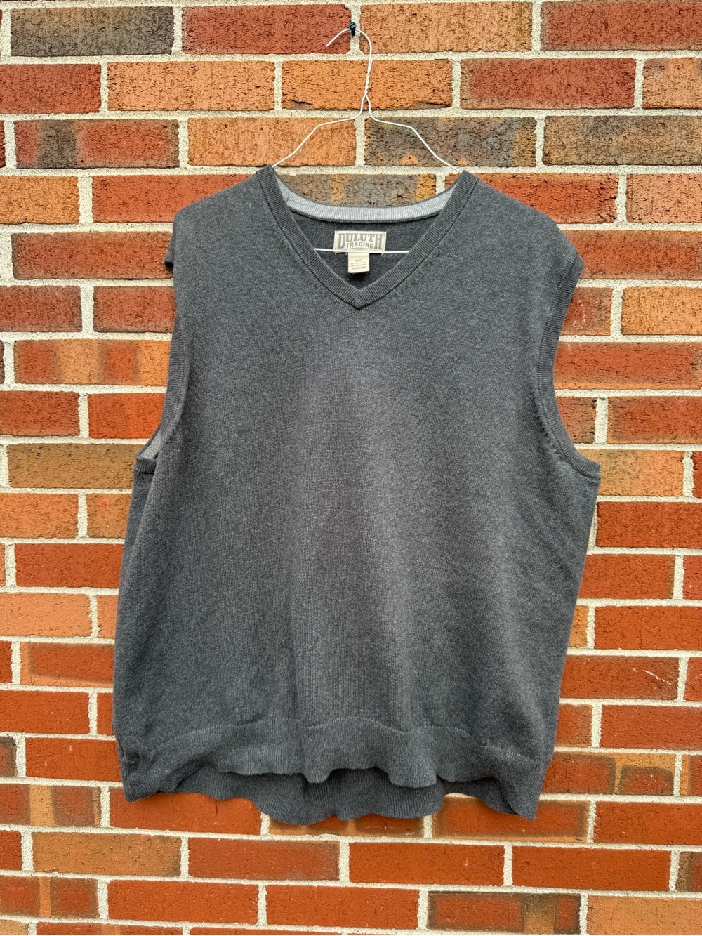 Duluth Trading Co Gray V-Neck Sweater Vest 2XL Cotton Blend Men's